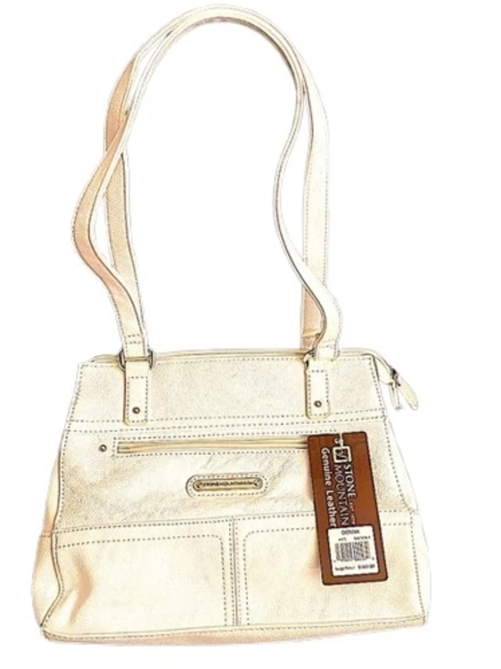Stone Mountain Accessories Cream Leather Shoulder Tote with Double Straps
